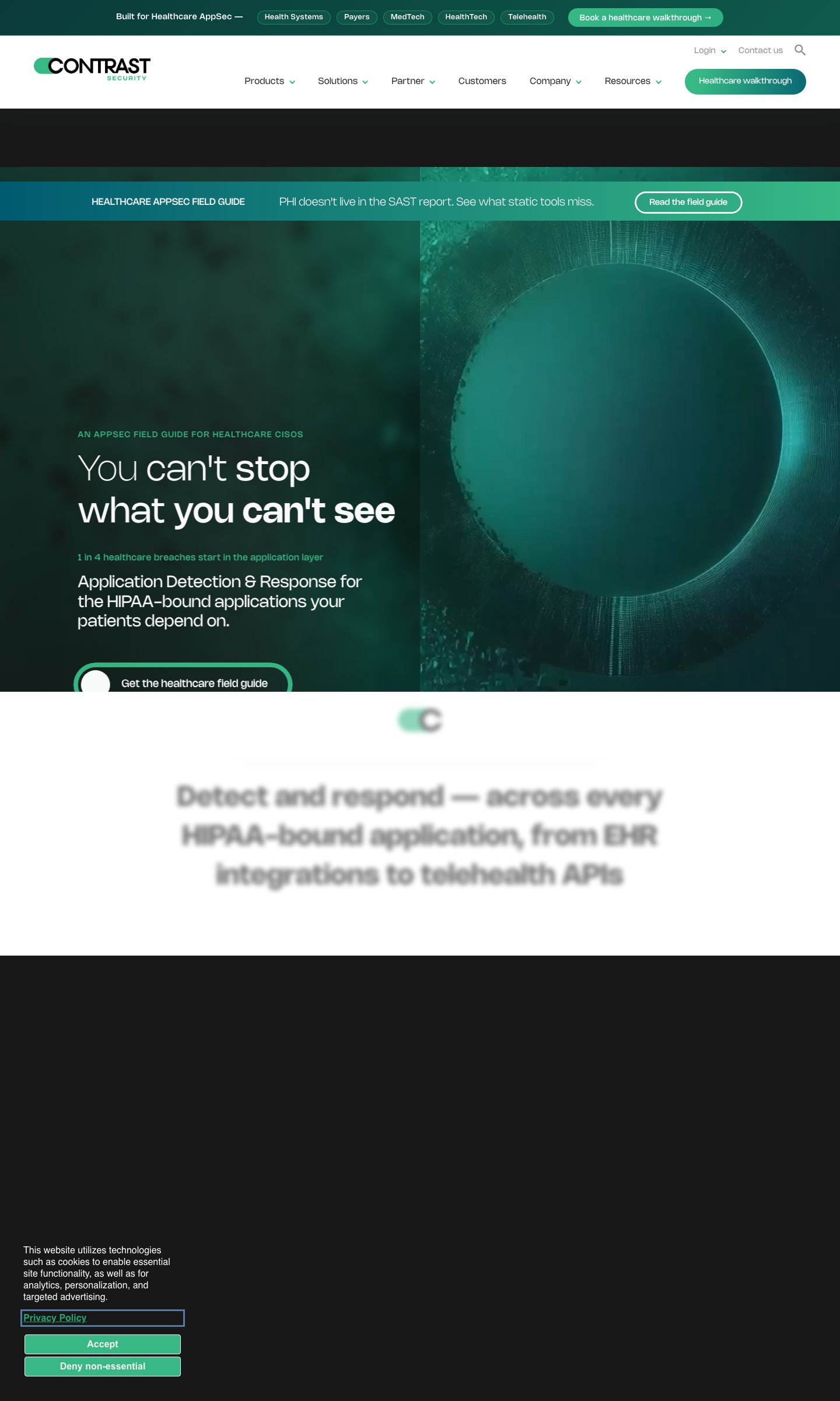 Healthcare landing page